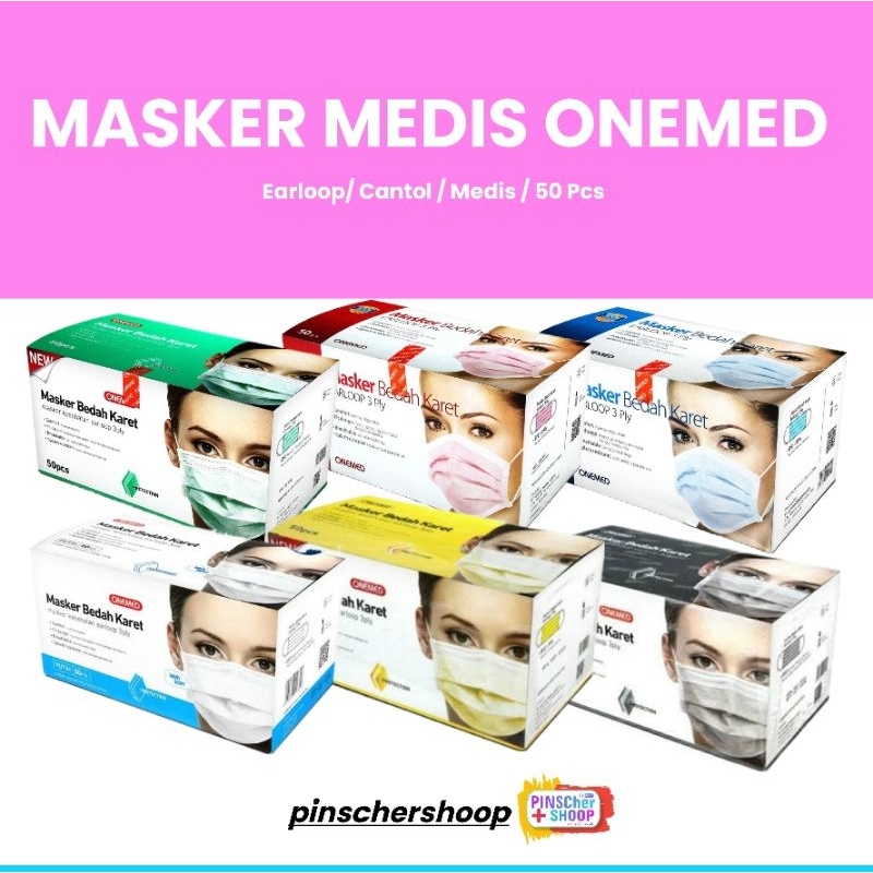 MASKER MEDIS ONEMED MASKER KARET EARLOOP 3PLY PER BOX 50 PCS