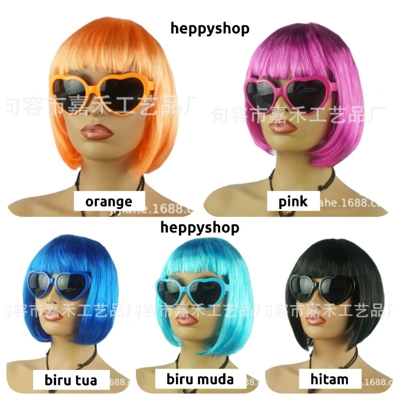 RB Rambut Palsu Pendek Bob Wig Cosplay Warna-Warni