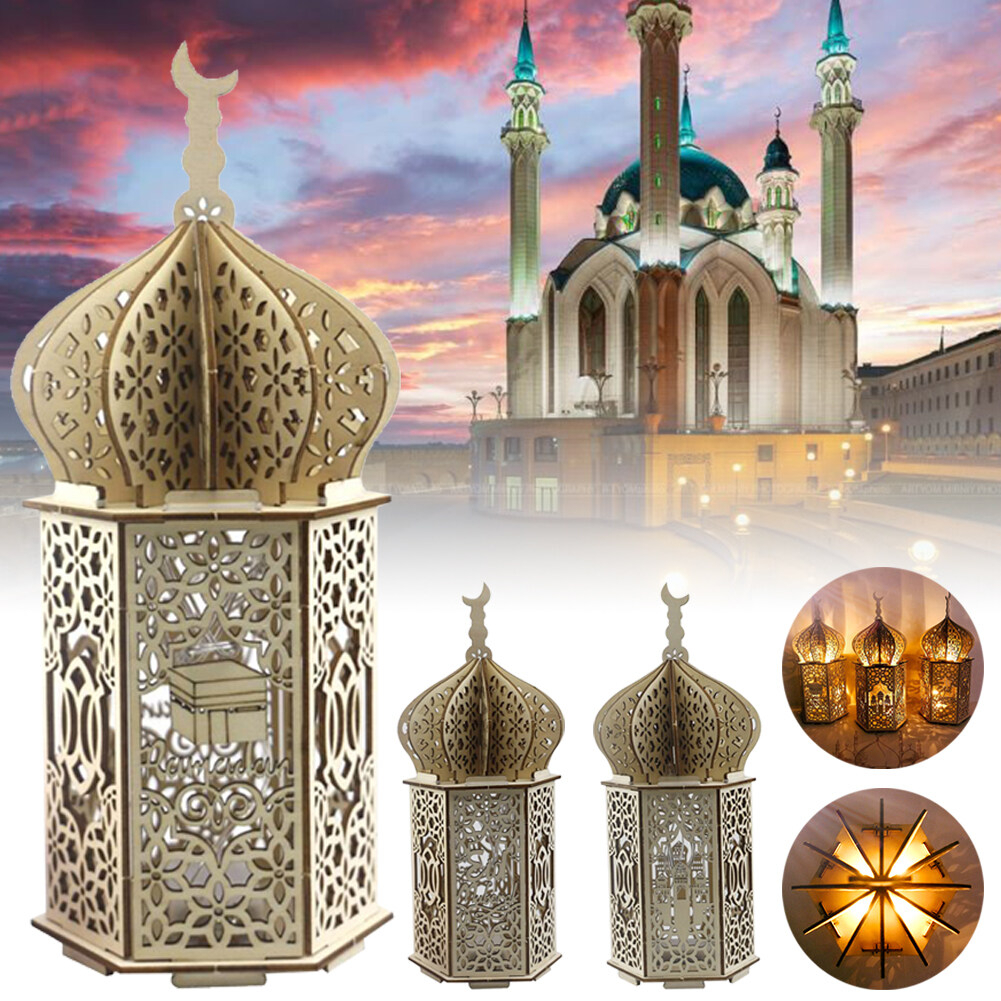 LAMPU HIAS LED MALAM / LAMPU DIY KAYU RAMADHAN / LAMPU EID MUBARAK / DEKORASI RUMAH / ORNAMEN IDUL FITRI