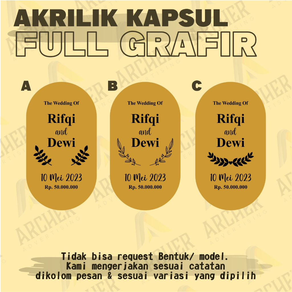 HIASAN MAHAR OVAL KAPSUL FULL GRAFIR AKRILIK GOLD