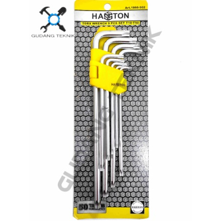 Kunci L Bintang PANJANG Set 9pcs 18cm 23cm 1866-901 HASSTON PROHEX / Torx Wrench Kunci L Set Bintang 9 pcs 1866 902 HASSTON