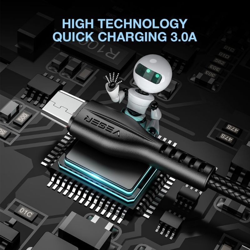 ✅BEST SALLER VEGER Kabel Data Cable VP-14 USB MICRO 3.0 Fast charging ( 1M / 100cm / 1000mm ) VP-14 MICRO