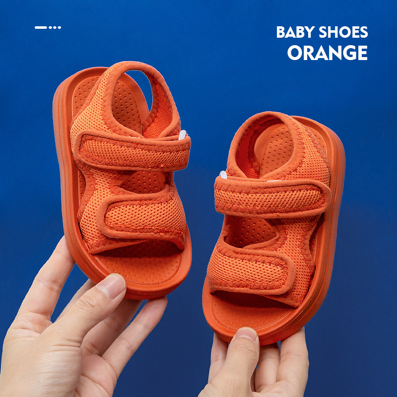 Bayi Laki-laki Perempuan Sandal Bayi Musim Panas Sepatu Luar Ruangan Sepatu Terbuka-Jari Kaki Anti Selip Kain Jaring Balita Sepatu Pejalan Kaki Pertama