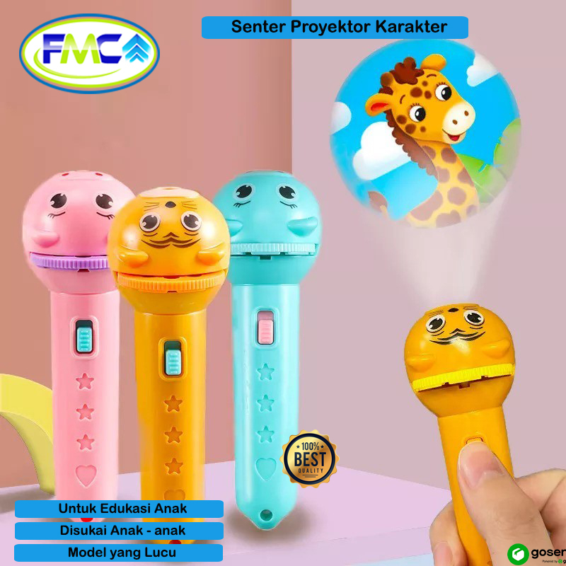 Lampu Senter Proyektor Anak Mainan Lampu Karakter Edukasi Pengenalan Fun Flashlight Edukasi