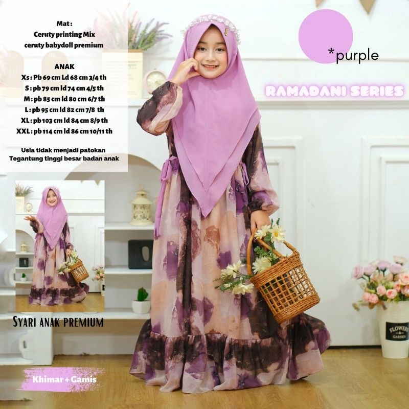 (SIAP KIRIM) RAMADANI SERIES MAUMA KIDS GAMIS ANAK PEREMPUAN PREMIUM GAMIS ALIFA KIDS GAMIS ANAK PER