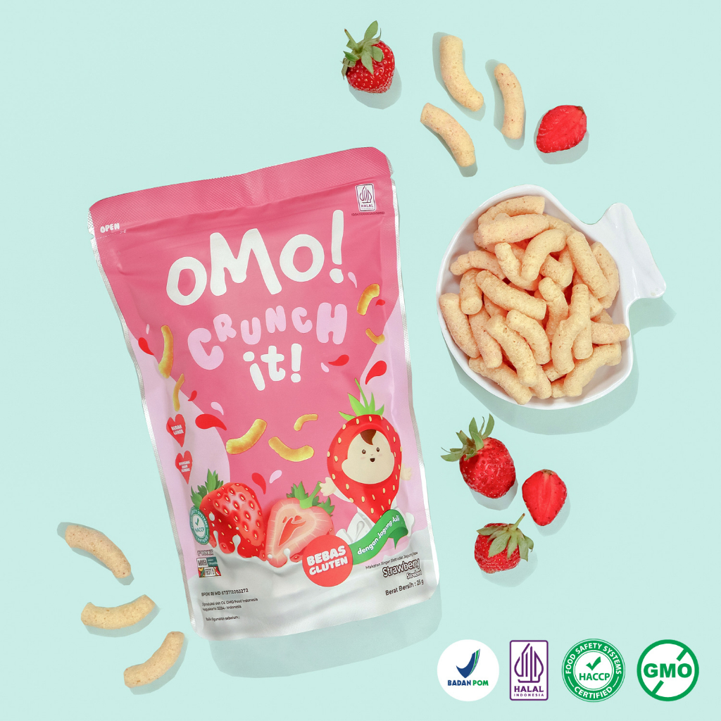 OMO! CRUNCH IT STRAWBERRY - Snack Sehat Bayi 8 Bulan ++