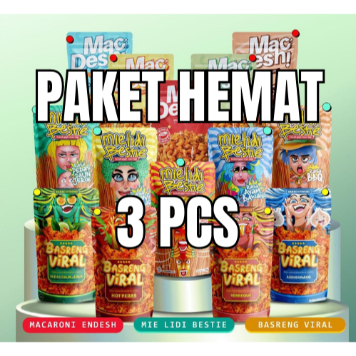 

3 pcs basreng viral makaroni cireng mie lidi all varian 21 rasa