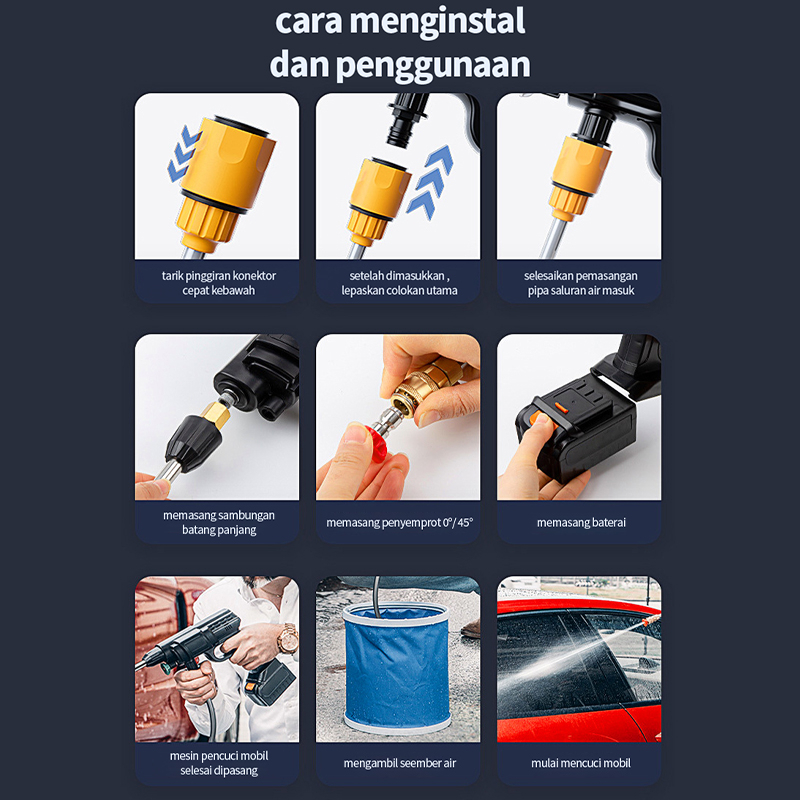 VBELL-Tekanan Tinggi Alat Cuci Motor / Mobil Cordless Jet Cleaner Mesin/Portable Pressure  Alat Cuci Motor Mini