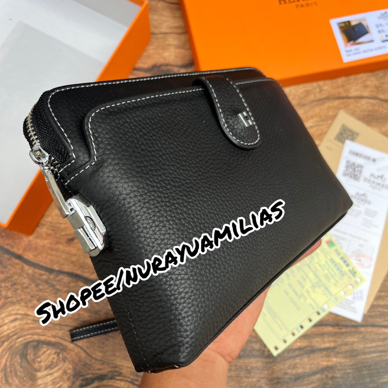 clutch wanita dan pria He*me* import pakai kode kunci with box clutch pria dan wanita branded