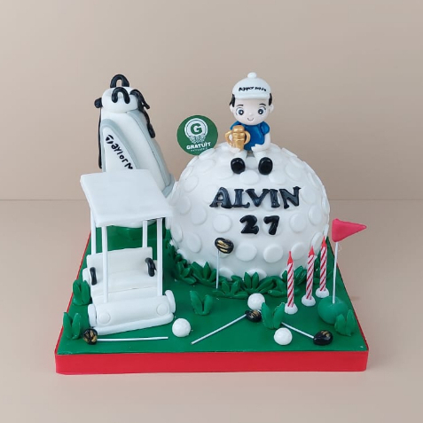 

CAKE TEMA BOLA GOLF UK 15CM / KUE ULANG TAHUN