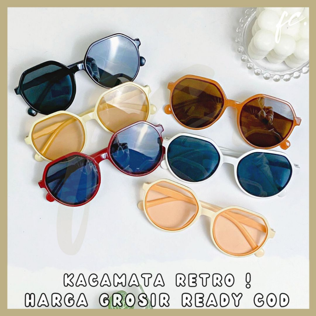 Kacamata Lensa Frame Warna-Warni Coklat Hitam Cream / Bingkai Retro European Persegi Bulat Fashion W