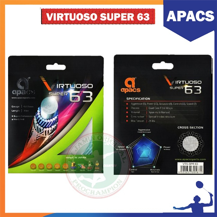 Senar Apacs Virtuoso Super 63 - Senar Badminton Apacs Original