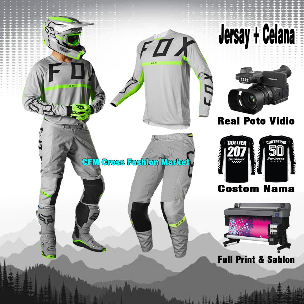 Baju motor cross trail dewasa jersey balap adventure jerset trabas t shirt abu grey stabilo tril mot