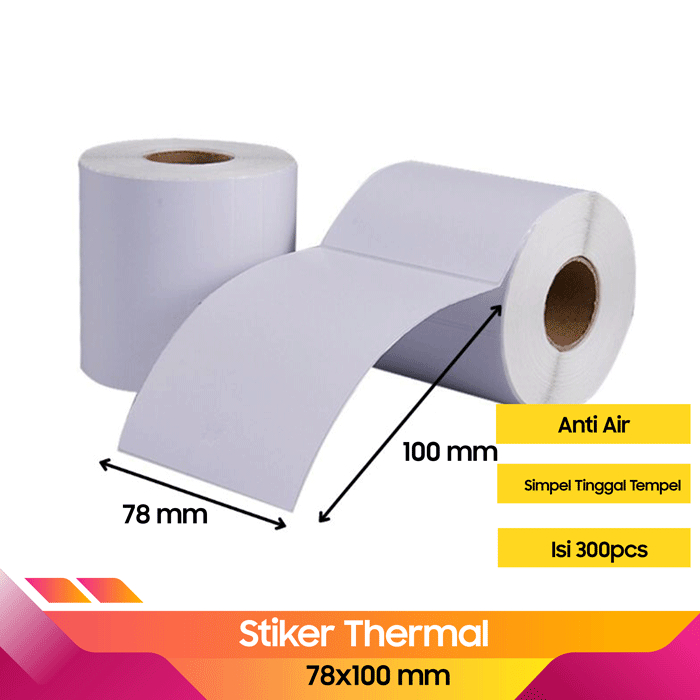 

Kertas Label Stiker Thermal Barcode 78x100mm isi 300pcs untuk cetak resi pengiriman Kertas Thermal Stiker 80mm