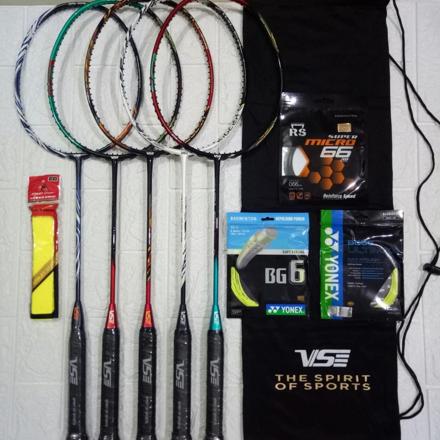RAKET BADMINTON VSE ZIGLER FREE PEMASANGAN SENAR + GRIP + TAS