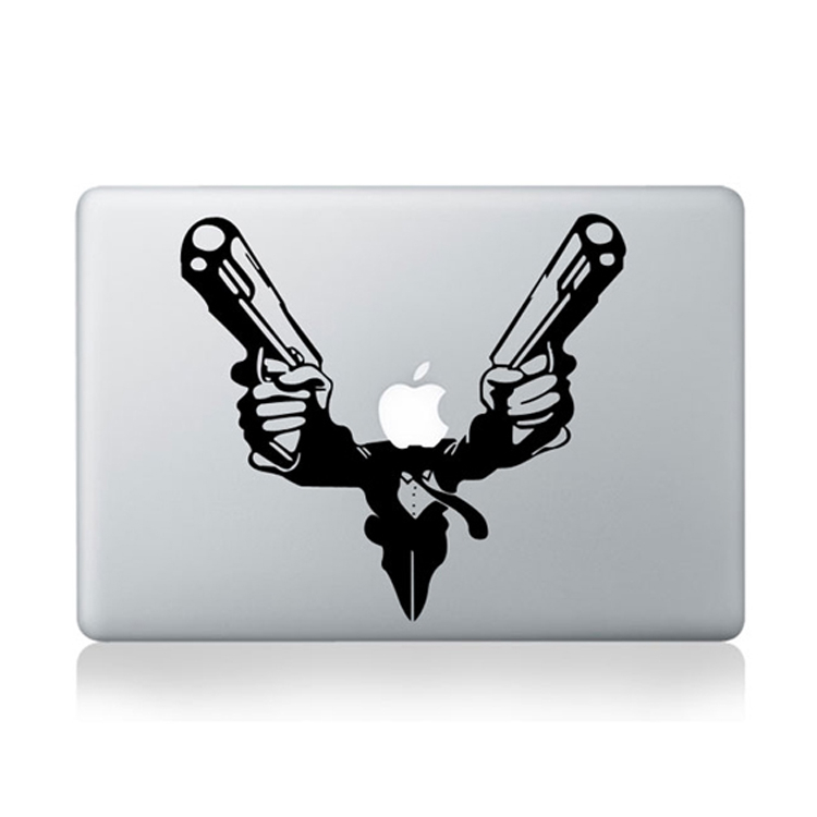 Stiker Apple Man with 2 Guns - Laptop Decal Macbook Sticker