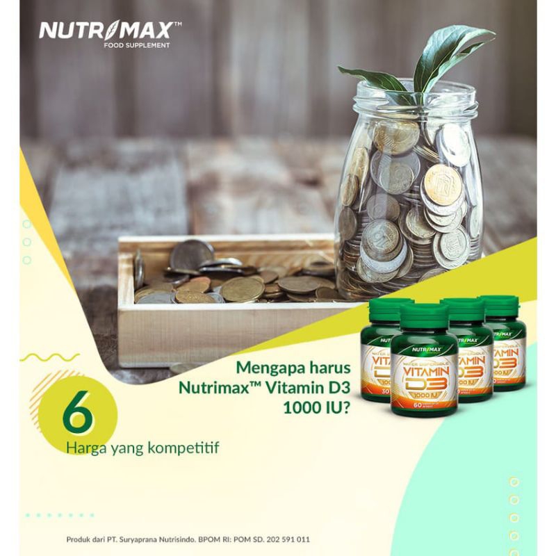 NUTRIMAX FOOD SUPPLEMENT VITAMIN D3 1000 IU ISI 60 KAPLET