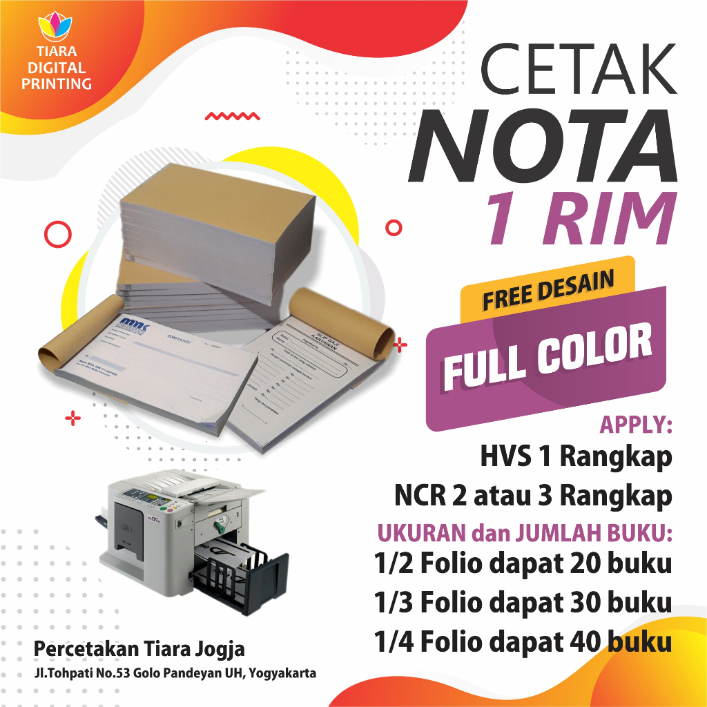 

Cetak NOTA 1 Rim | Free Desain | Full Color