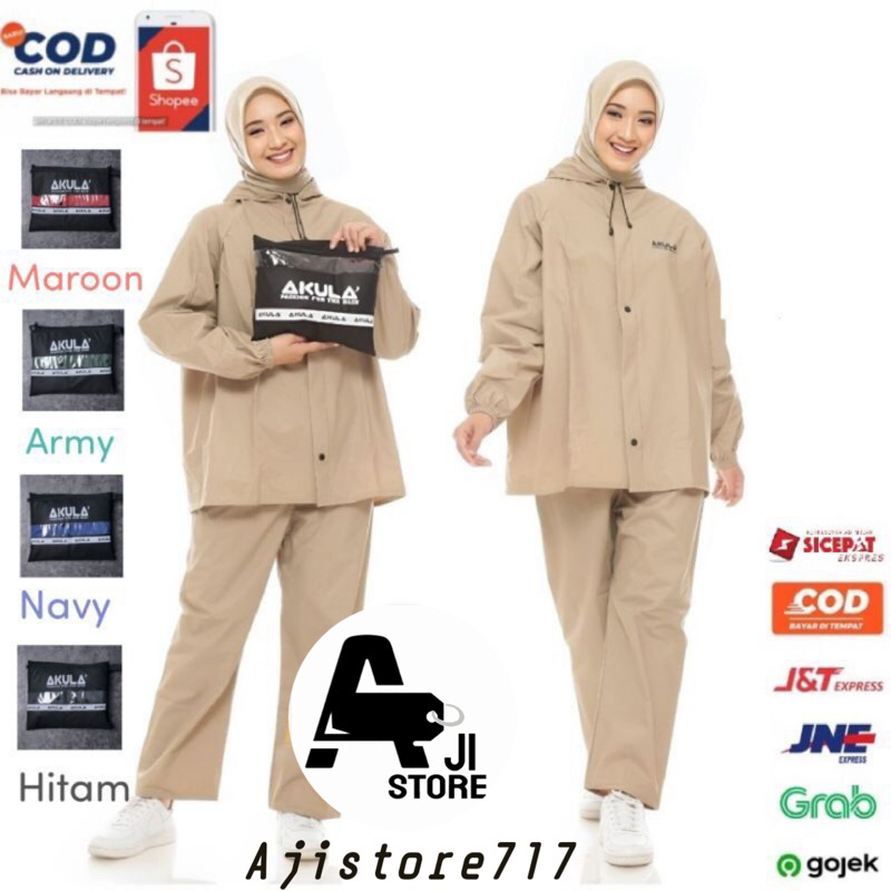 Jas Hujan AKULA Mantel Pria Wanita Setelan Baju dan Celana Dewasa Tebal Lentur Tahan Lama, Best Quality Raincoat Akula