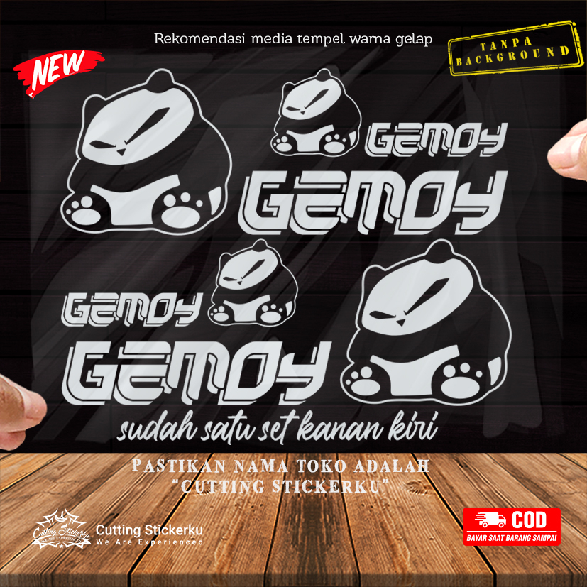 Cutting Stiker Panda Gemoy Set Variasi Sticker Aksesoris Mobil Lucu Bodi Motor Helm Bogo Kaca