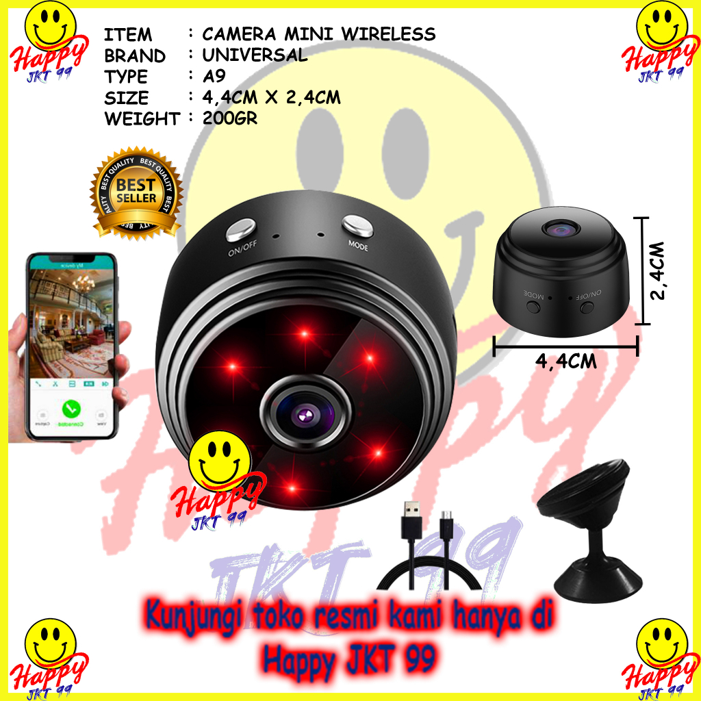 SMART IP CAMERA WIFI MINI A9 HD1080P MICRO CCTV SPY KAMERA KECIL WIRELESS PENGINTAI