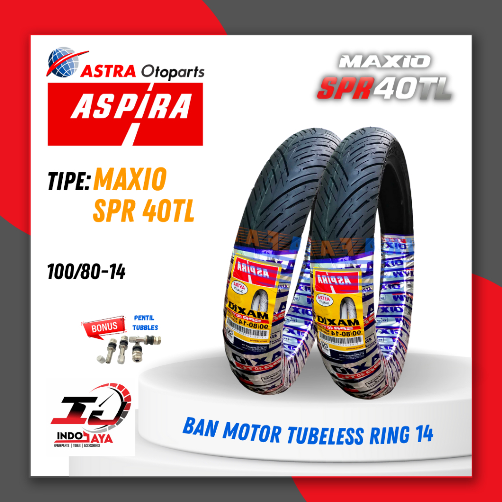 [BAYAR DI TEMPAT] BAN ASPIRA TUBELESS SPR 40 TL RING 14 (100/80-14) / BAN TUBLES ASPIRA MAXIO SPR40 