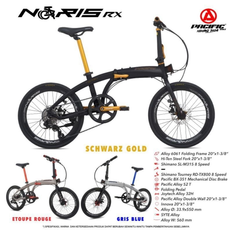 Sepeda Lipat 20 Pacific Noris RX Aloy 8 Speed Shimano
