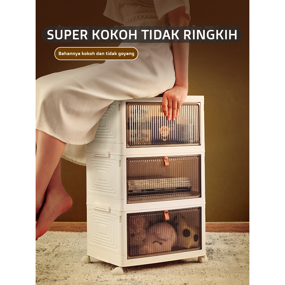 Lemari Lipat Untuk Baju Buku Dan Sepatu Magnetik Multifungsi 4 Susun