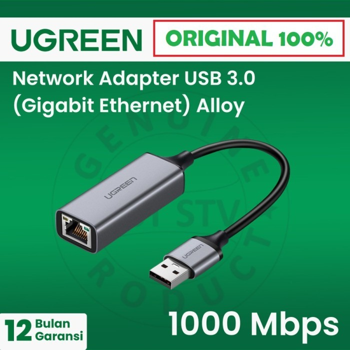 UGREEN LAN Ethernet Adapter USB-A Gigabit 1Gbps Alloy - CM209