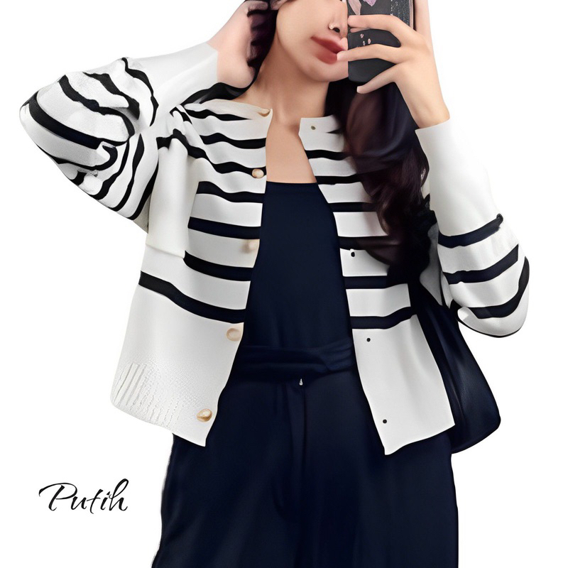 CARDIGAN EMIRA WANITA RAJUT STRIP