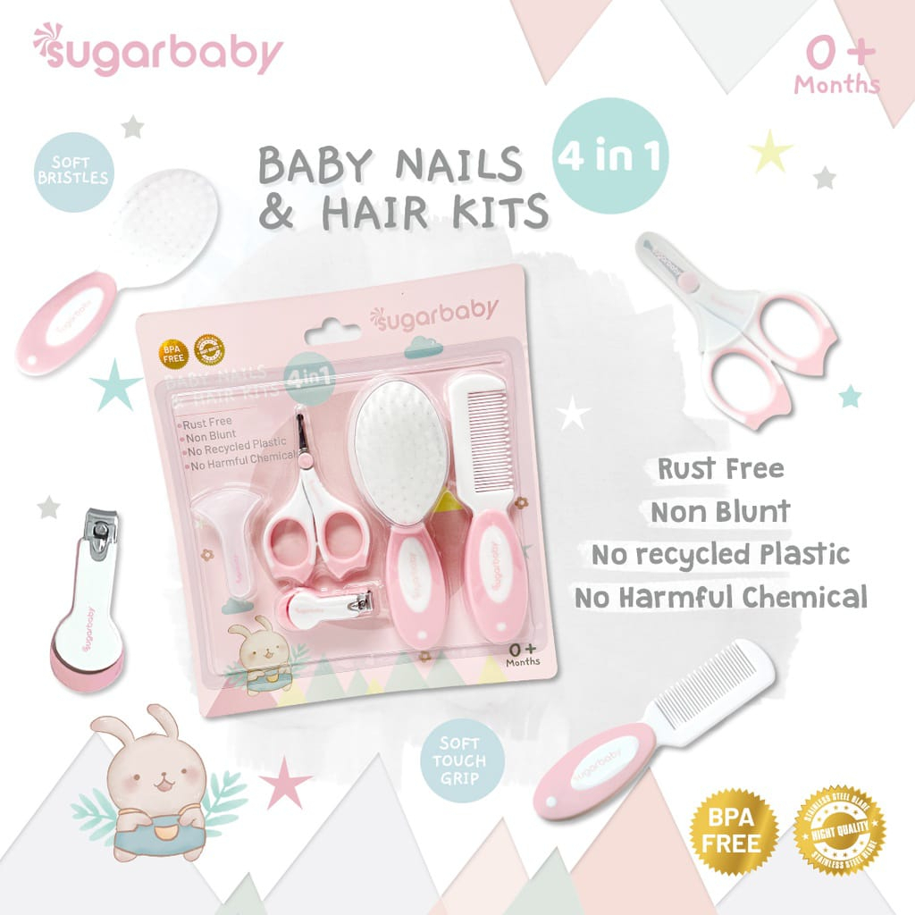 Sugar Baby Manicure 4in1 Baby Nail &amp; Hair Kits (Perlengkapan Perawatan Kuku dan Rambut Bayi 4in1) Manicure