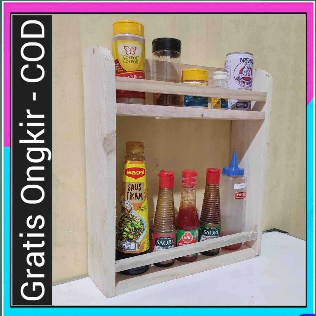 Rak Bumbu Kayu 2 Susun Rak Kayu Serbaguna 2 Susun