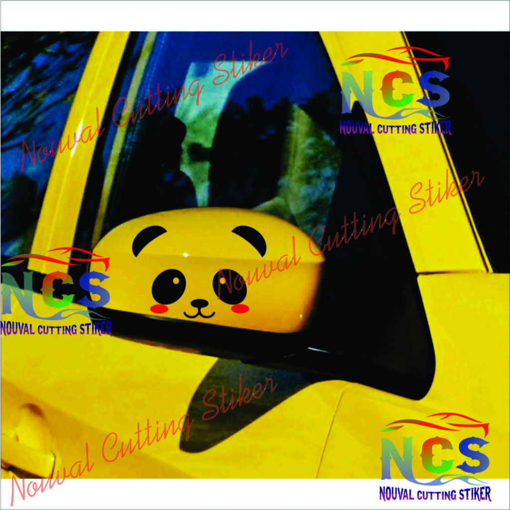 NEW stiker Motif Kartun Panda 2pcs stiker Lucu untuk Spion Mobil