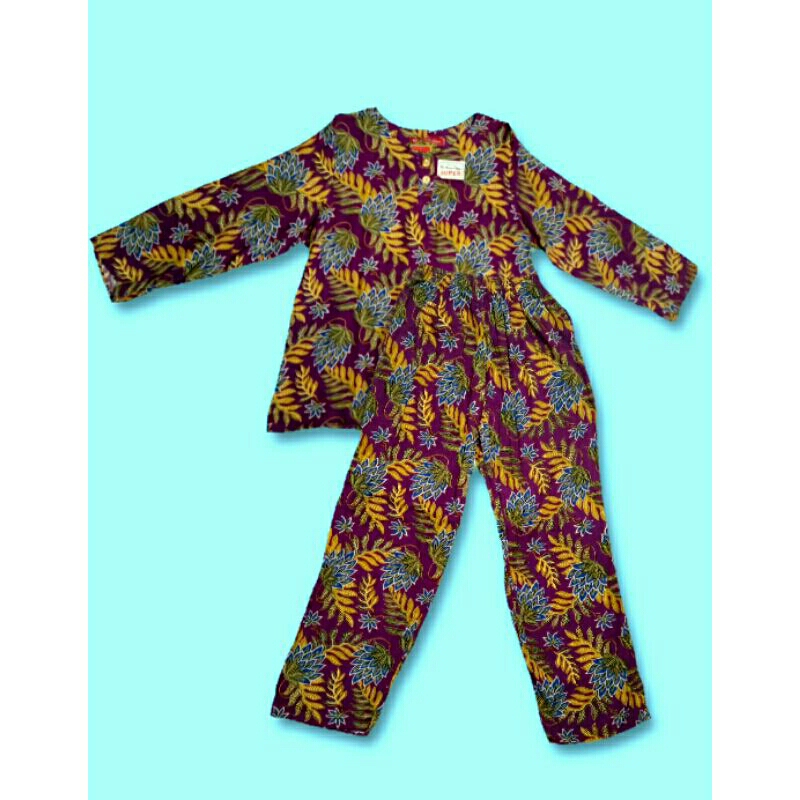 BatikKencanaUnguSetelanLenganPanjangCelanaPanjangHalus