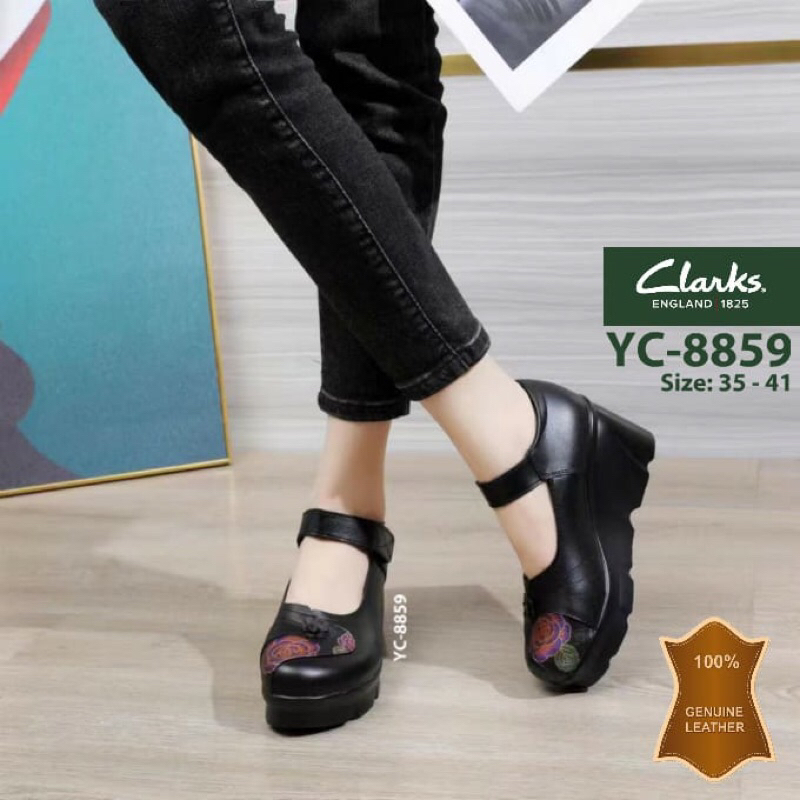 clarks Yc 8859 strap flower wedges 7cm