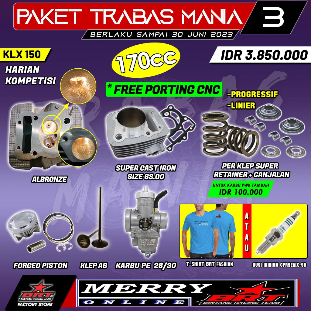 PAKET TRABAS MANIA 8 BORE UP KLX 150