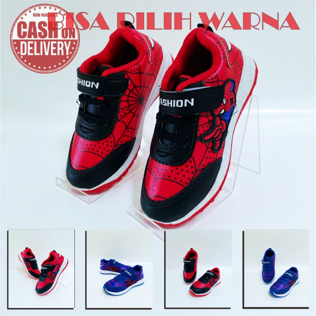 Sepatu Sneaker Anak  terbau 2023 Laki-laki Motif Jaring Spiderman Keren Bisa COD