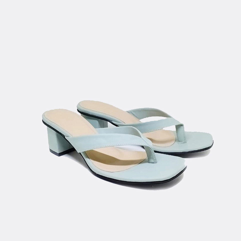 Flip Flop Green Mint - Sandal Heels Wanita (Ukuran Besar Kaki Jumbo) Jepit Heel Capit Cantik Unik