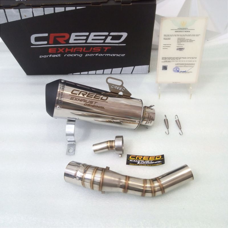 CREED EXHAUST ORIGINAL Knalpot Racing + pipa slip on Tersedia untuk motor CBR 150R Facelift CB150R N