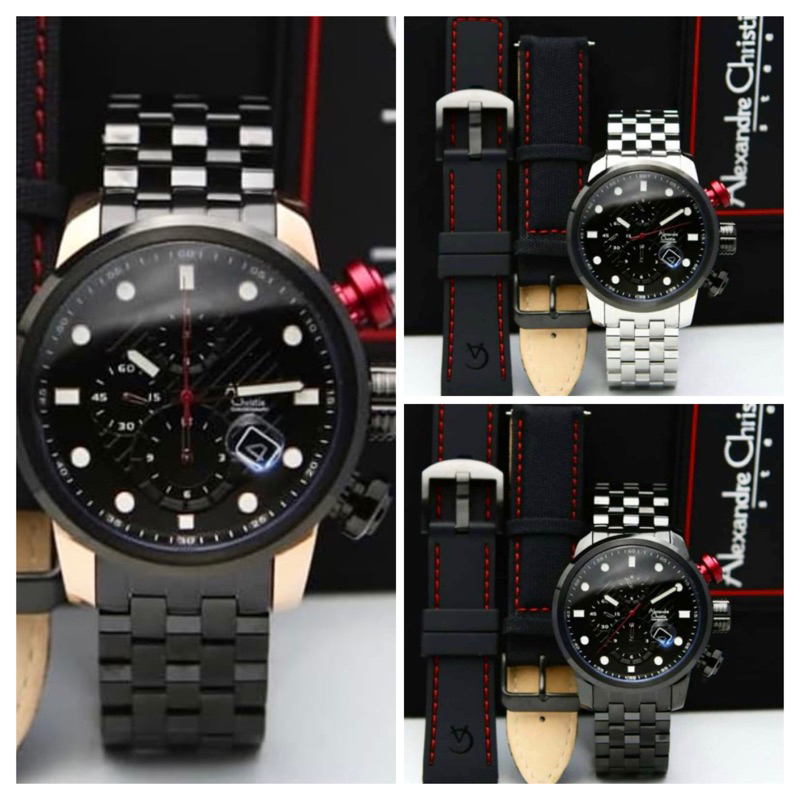 jam tangan pria alexander cristie original ac6163 black