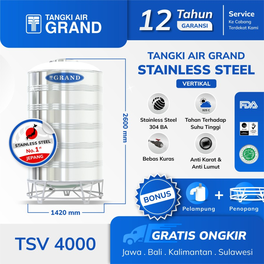TANDON AIR STAINLESS 3700 LITER TSV4000 GRAND TEDMOND TANGKI HALAL