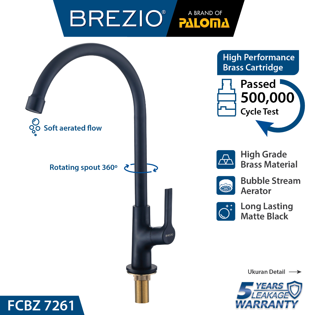 BREZIO FCBZ 7261 Keran Sink Angsa Cuci Piring Dapur Wastafel Kran Air