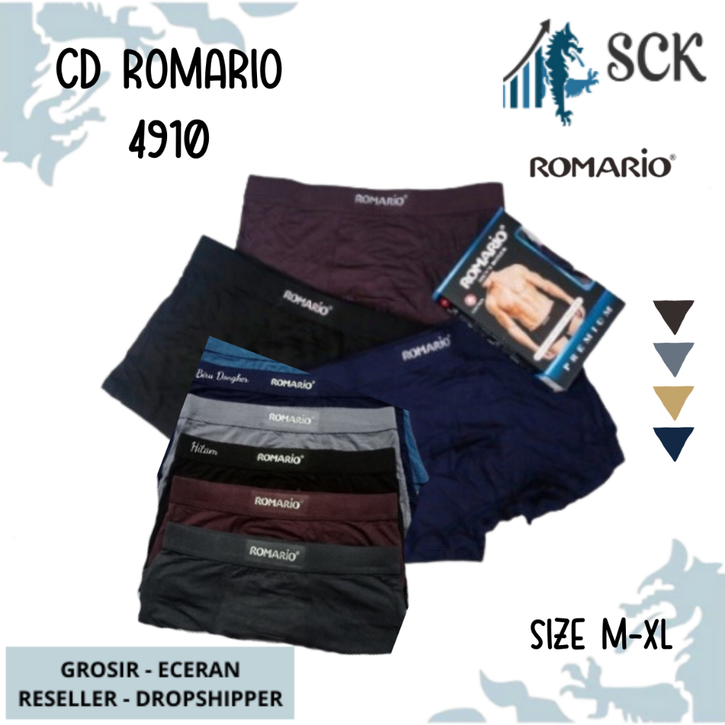 [ISI 3] CD Pria ROMARIO 4910 Model BOXER Bahan Katun Premium / Celana Dalam Pria Boxer model Sporty katun SIZE M L XL - sckmenwear GROSIR