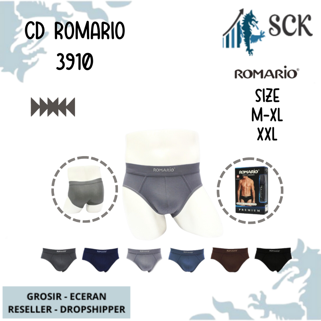 [ISI 3] CD Pria ROMARIO 3910 Model BOXER Bahan Katun Premium / Celana Dalam Pria Boxer model Sporty katun SIZE M L XL - sckmenwear GROSIR