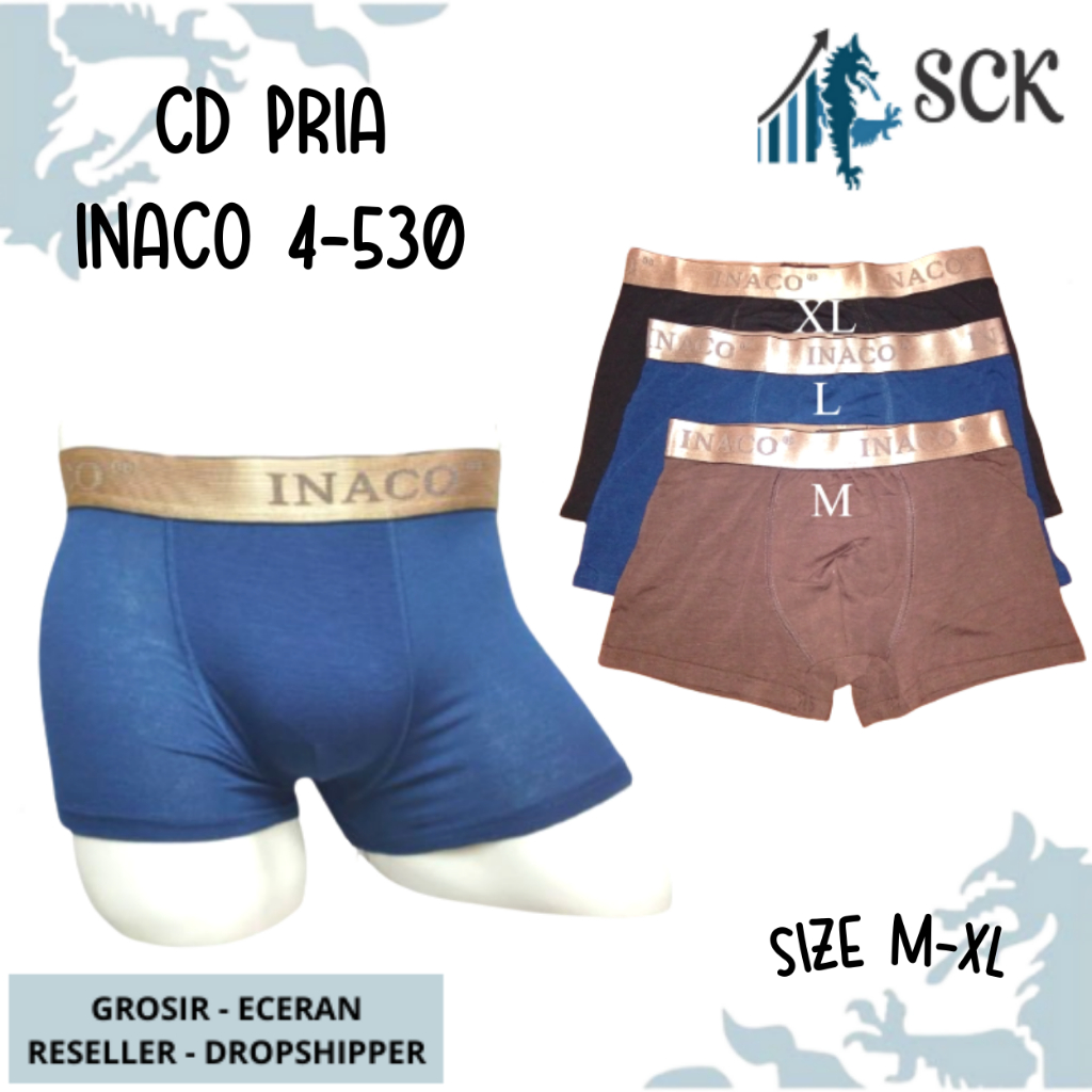 [ISI 3] CD Pria INACO 4530 MODEL BOXER / Celana Dalam Halus M-XL / Pakaian Dalam Cowok - sckmenwear GROSIR