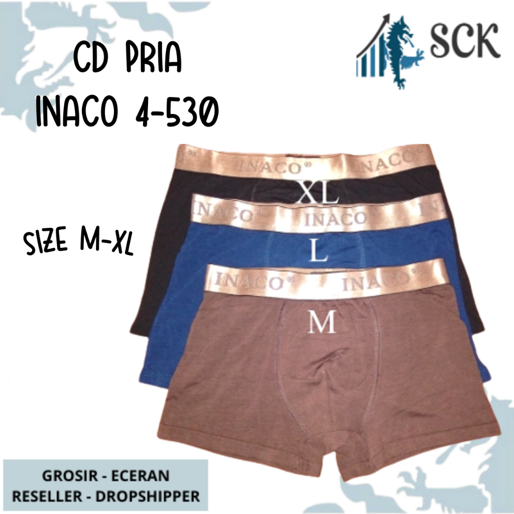 [ISI 3] CD Pria INACO 4530 MODEL BOXER / Celana Dalam Halus M-XL / Pakaian Dalam Cowok - sckmenwear GROSIR