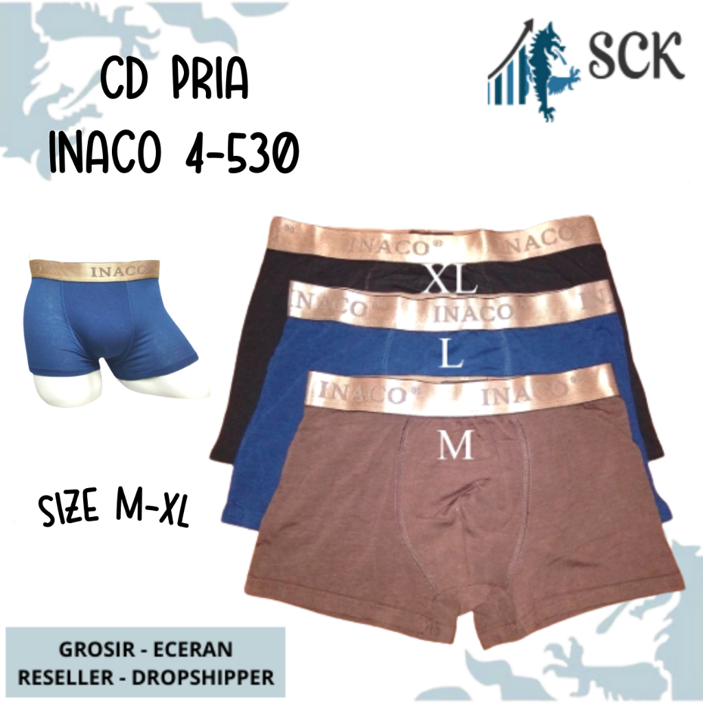 [ISI 3] CD Pria INACO 4530 MODEL BOXER / Celana Dalam Halus M-XL / Pakaian Dalam Cowok - sckmenwear GROSIR