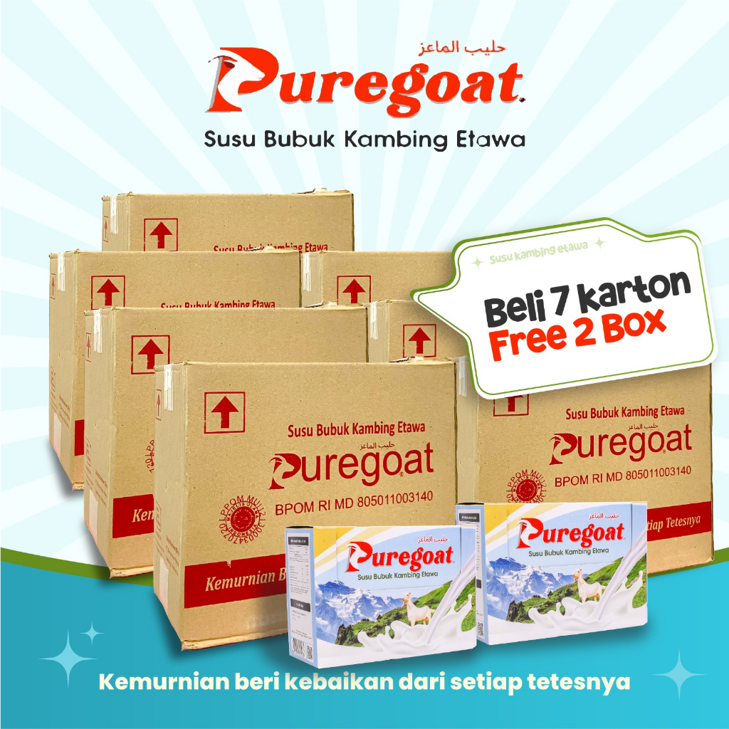 

Puregoat - Susu Bubuk Kambing Etawa Gula Aren Murni - Paket 7 Karton GRATIS 2 BOX