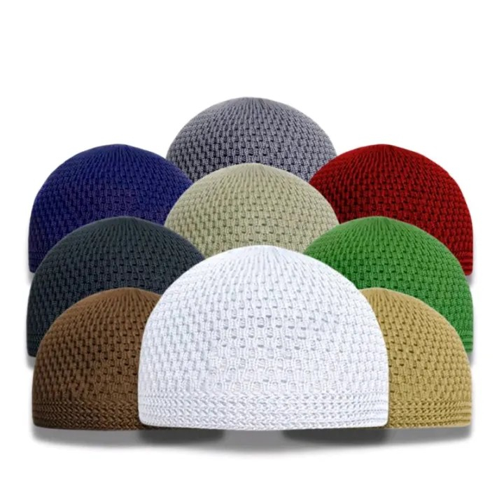 Peci Rajut Dewasa / Peci Haji / Peci Putih / Kopiah Rajut / Peci Rajut Polos Tebal Elastis / PECI RA