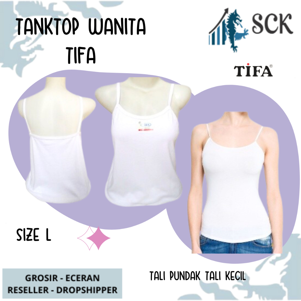 Tank Top Wanita TIFA  Putih Tali Kecil / Kaos Dalam Olahraga Yoga Fitness Aerobik